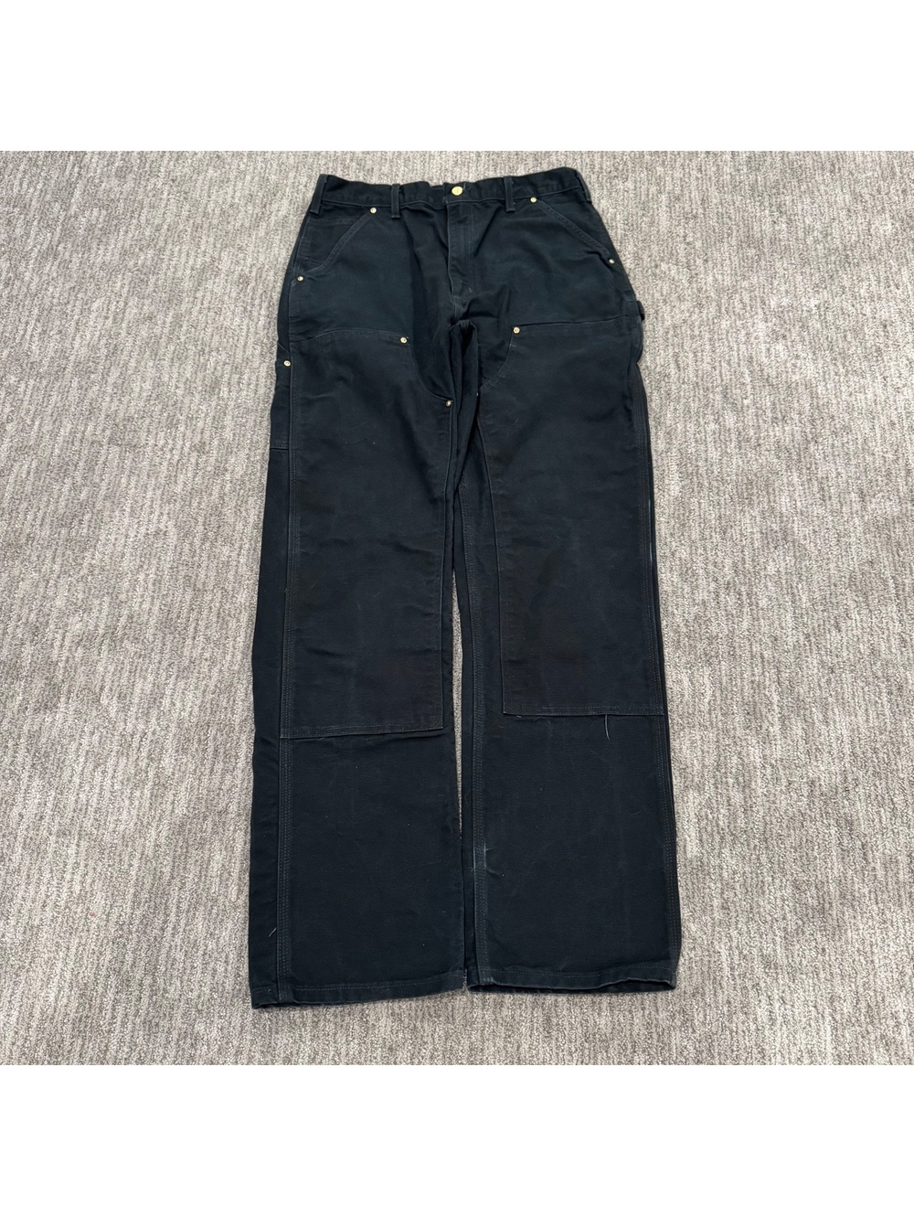 Vintage Y2K Carhartt black double knee work wear carpenter pants size 33x33